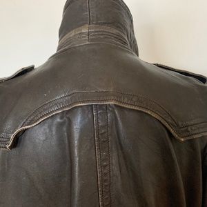 Diesel LEATHER JACKET distressed brown black Women's Size L